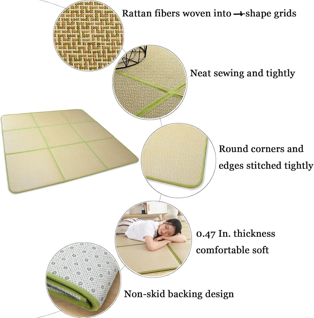 71'' x 71'' Japanese Tatami Mat Igusa Tatami Mattress 0.47'' Thick | Japanese Floor Mattress Rattan Non-Slip