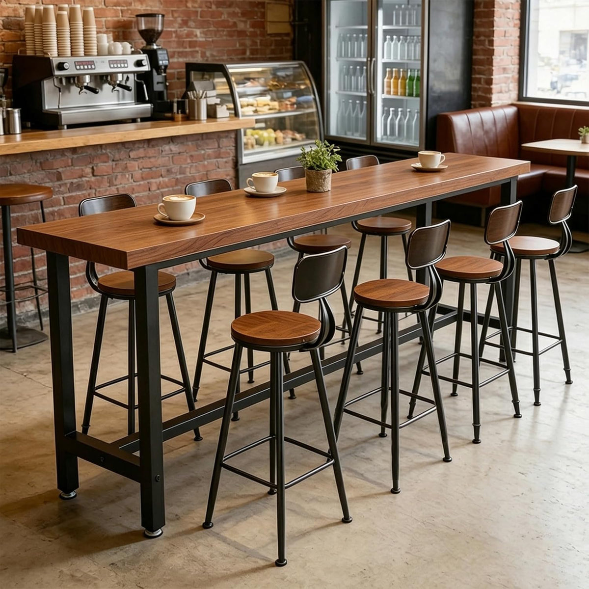 Bar Table Industrial Kitchen Dining Counter Height Table Rectangular High Top Pub Table with Sturdy Metal Legs for