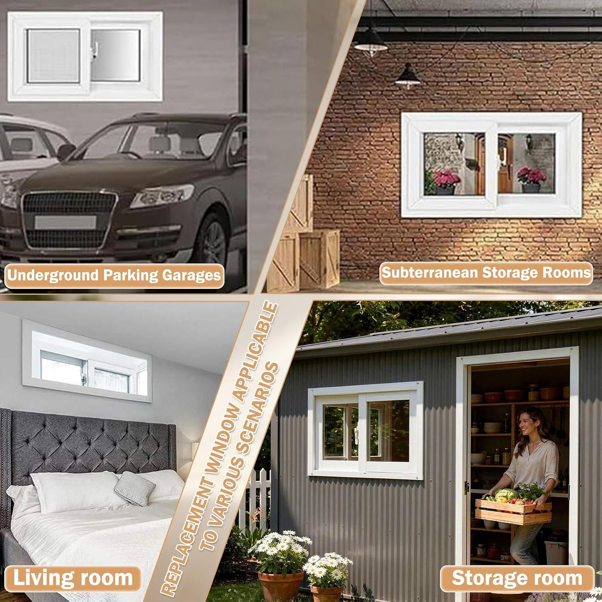 Aluminum Basement Mobile Home Window, Shed Window with Screen, Flush Mount Basement Window, Horizontal Sliding Window