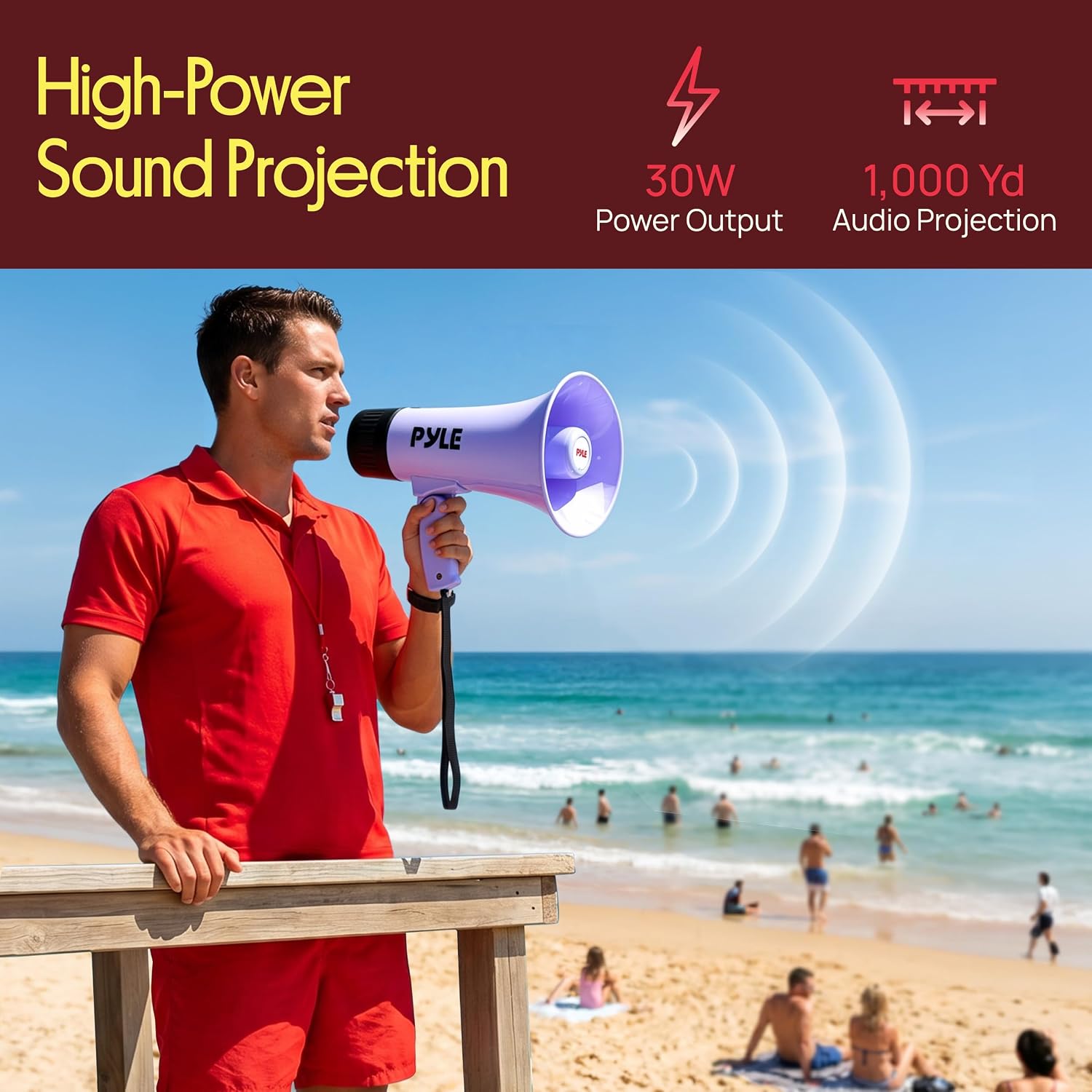 Rechargeable Bluetooth Bullhorn Megaphone with Voice Changer, Siren & USB-C Fast Charging, 1200-Yard Voice Range for