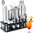 Cocktail Shaker Set, 23 Piece Bartender Kit with Stand 25oz Sliver