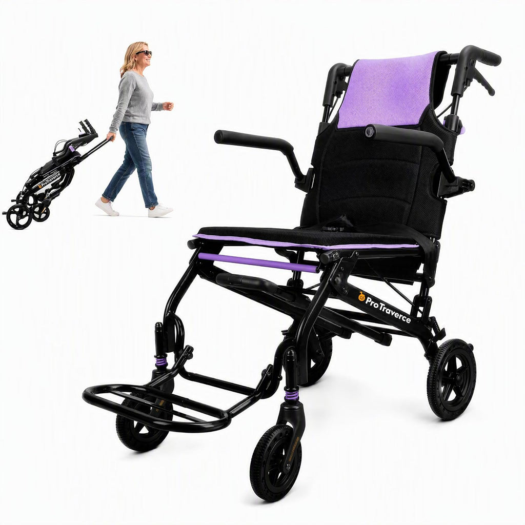 Wheelchairs for Adults –Transport Wheelchair Lightweight Foldable with Telescopic Handle, 18-Inch Seat Width