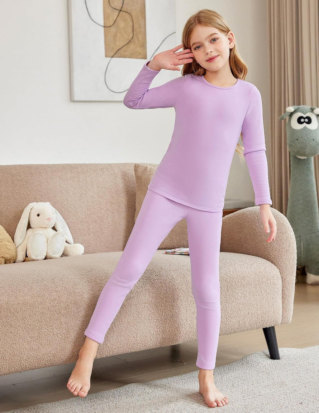Girls Thermal Underwear Set Long Johns Cold Weather Base Layer | Kids Winter Thermals Top Bottom, Soft Cozy Long
