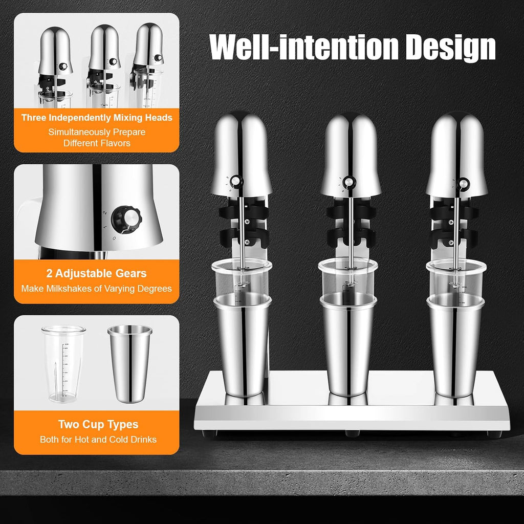 110V 180W Three-Head Drink Mixer 18000RPM Commercial Drink Shake Machine