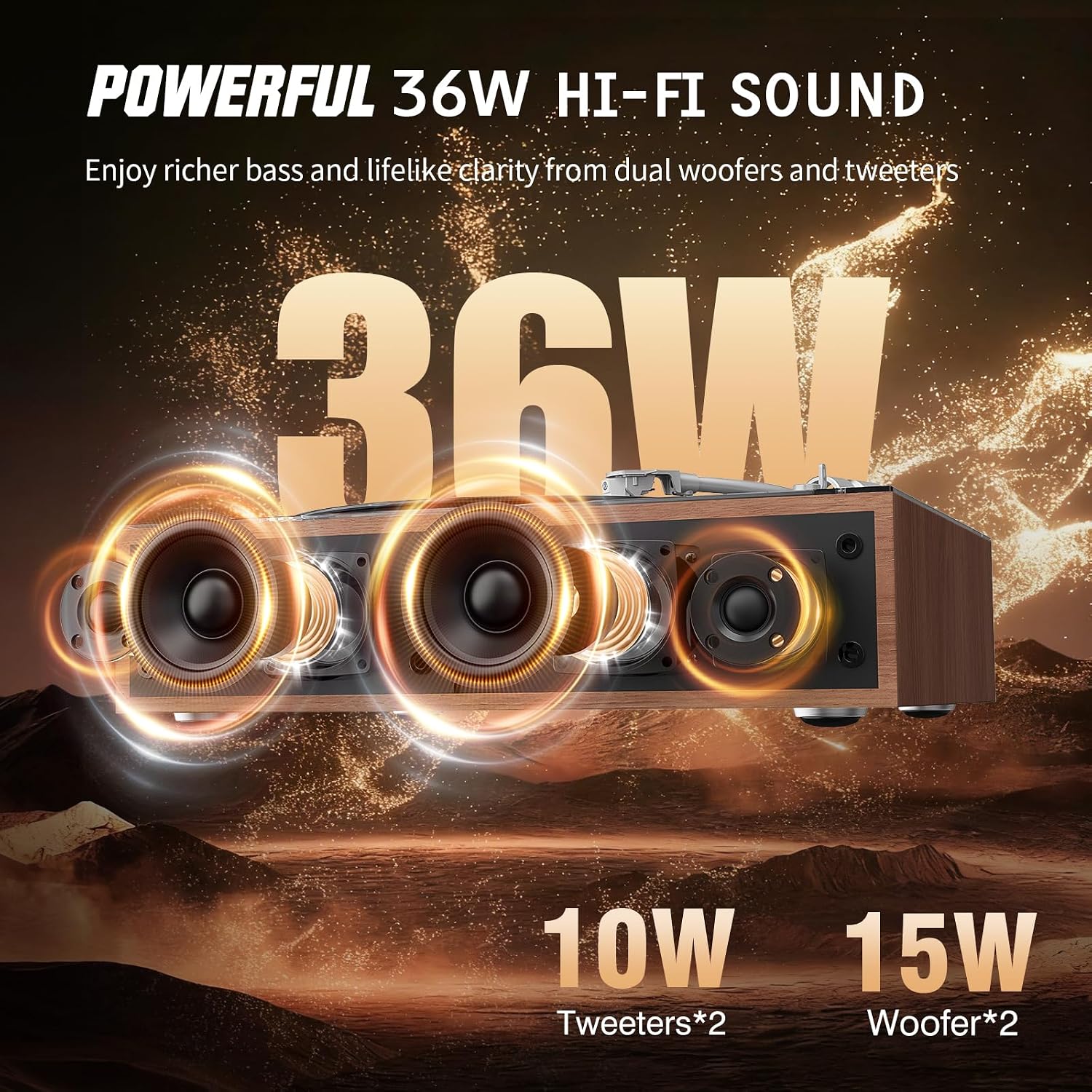 1 BY ONE Fully Automatic Record Player, All-in-One Vinyl Turntable | Automatic Repeat Function, Remote Control, Built