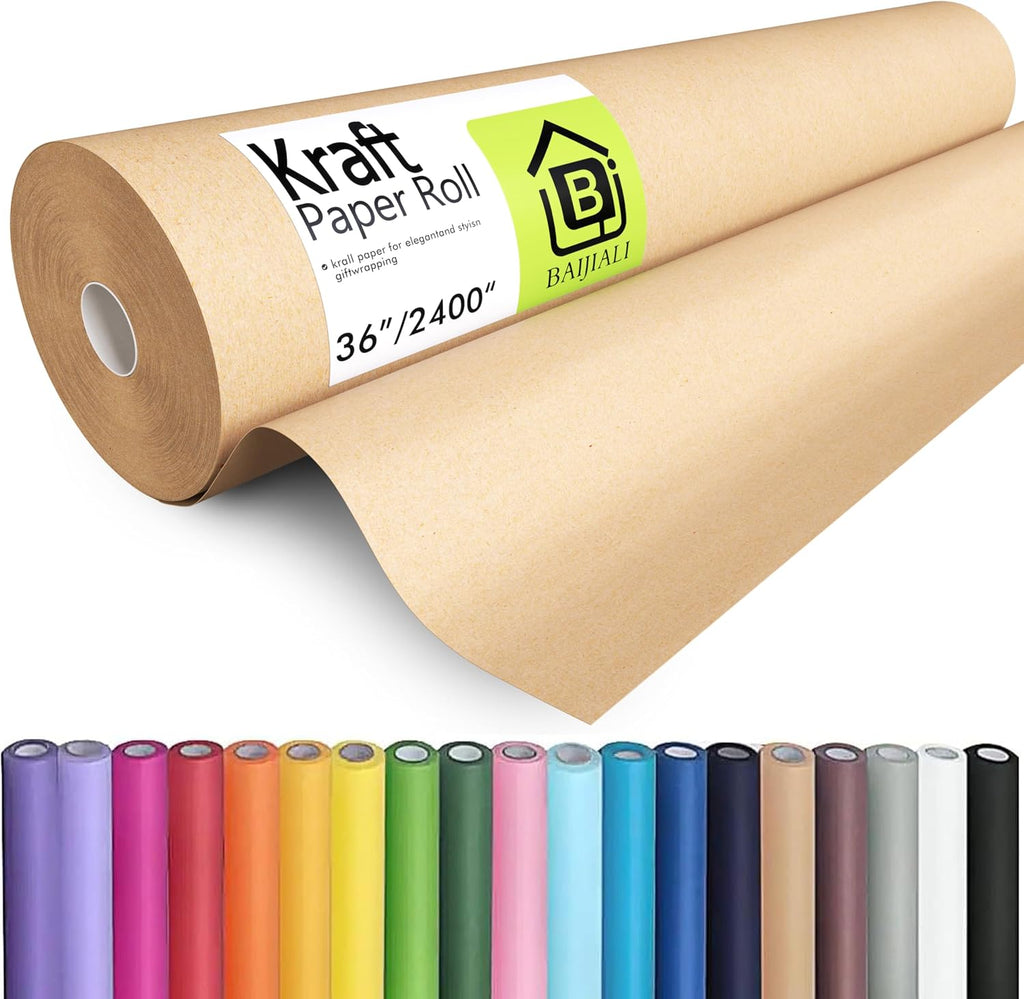 36" x 200' Brown Kraft Paper Roll,Multipurpose Paper for Craft & Gift Wrap