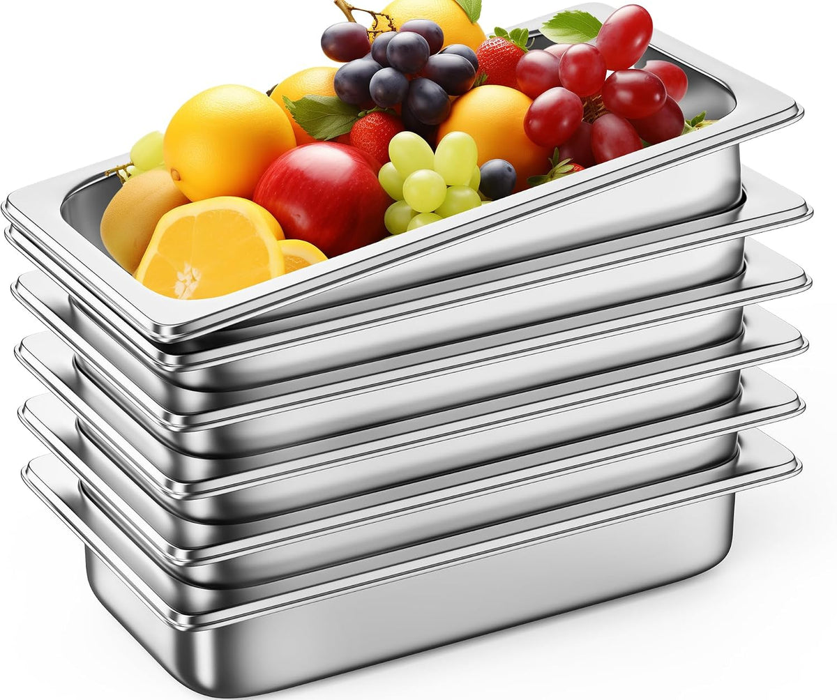 6 Pack Hotel Pans 1/3 Size 2.5" Deep Steam Table Pan