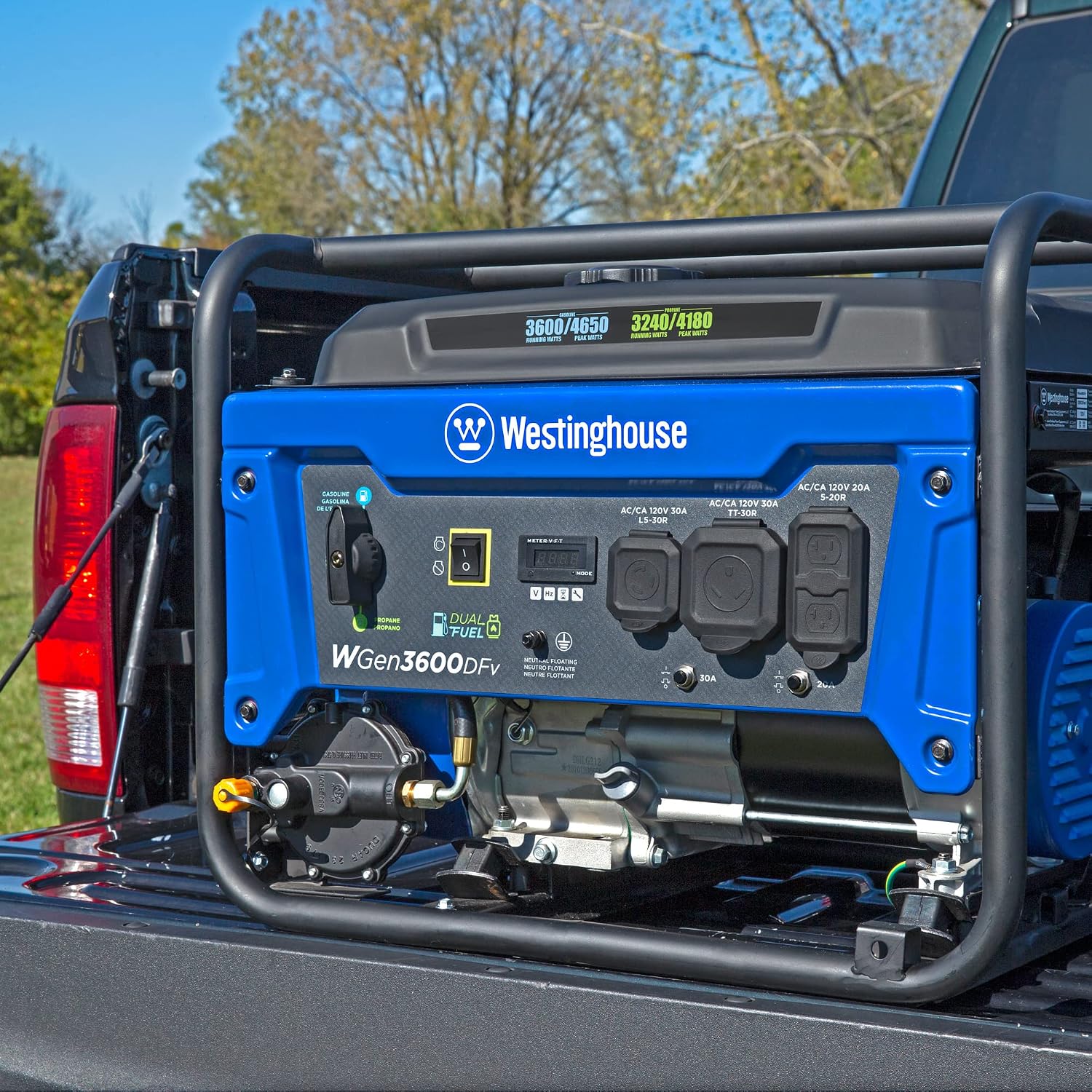4650 Peak Watt Dual Fuel Portable Generator, RV Ready 30A Outlet, Gas & Propane Powered