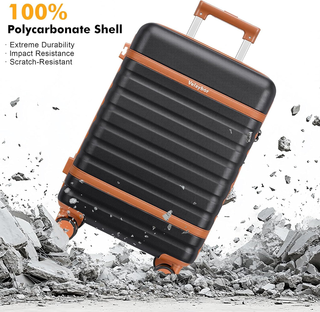Luggage Sets 3 Piece with Spinner Wheels, Lightweight PC Hardside Suitcase with TSA Lock & YKK Zippers, 20 Inch Carry