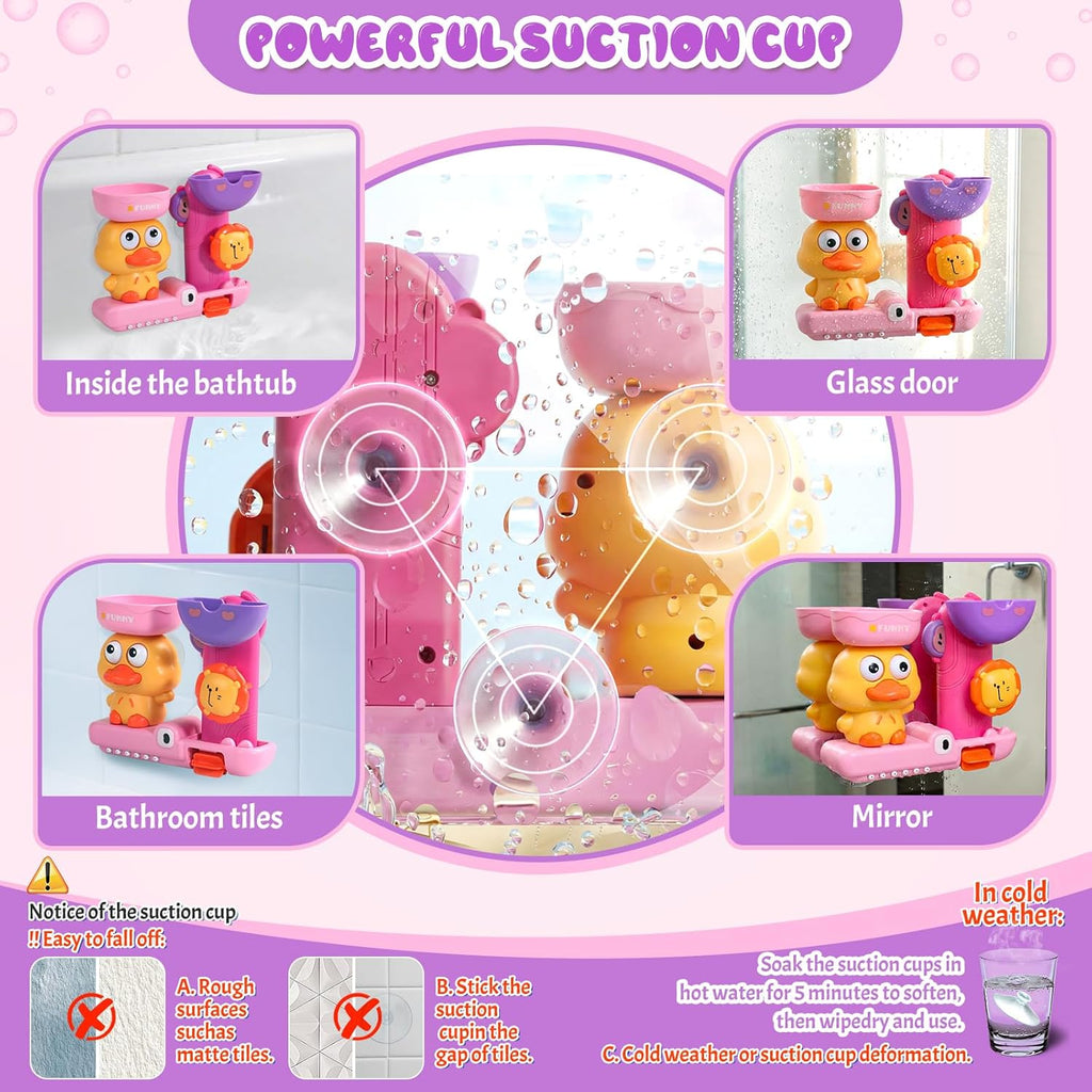 Toddler Bath Toys for Kids Ages 1-3 Waterfall Bathtub Toys for Toddlers 2-4 | with 3 Stacking Cups No Mold Baby Bath