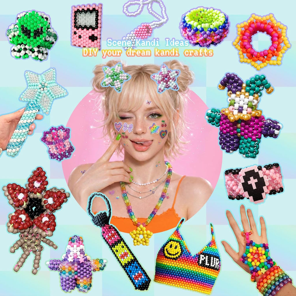 5 Boxes Bracelet Making Kit Pony Beads, 96 Colors 3500Pcs Kandi Beads for Bracelets with 800Pcs Letter Bead