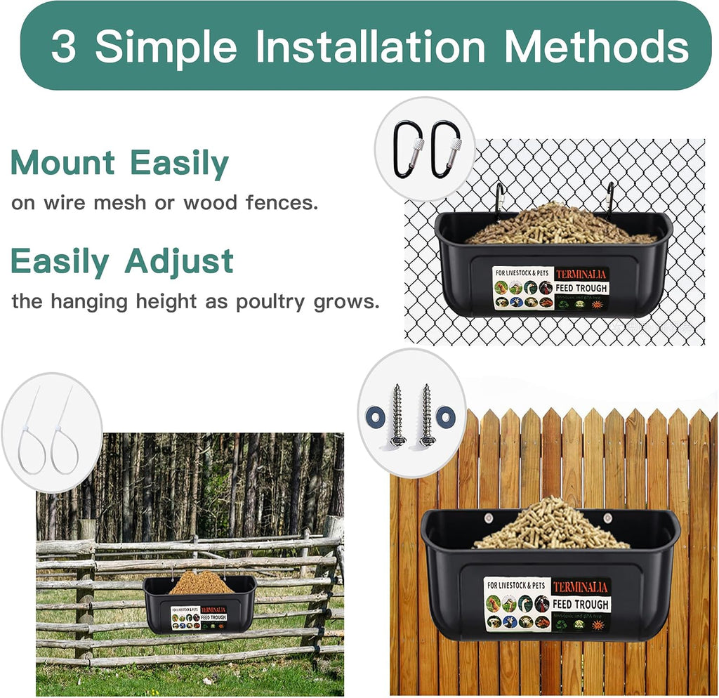 Hanging Chicken Feeder Duck Waterer, 2.6 Quart Medium Capacity, No Spill Poultry Feeder Waterer for Backyard Chicken