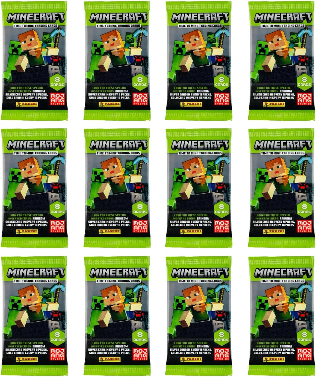 Panini Minecraft Mega Box – Official Trading Cards, 72 Cards per Box, Exclusive Foil Parallels, Rare Inserts, Great