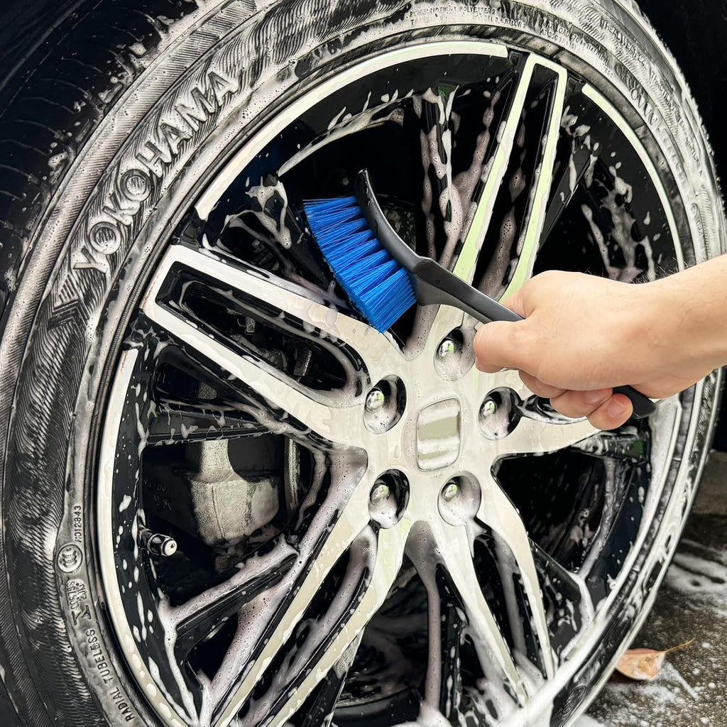 Wheel Brush, Wheel & Rim Cleaner Brush, Tire Brush, Wheel Cleaning Brush | Bendable & Durable Car Wheel Brush Set