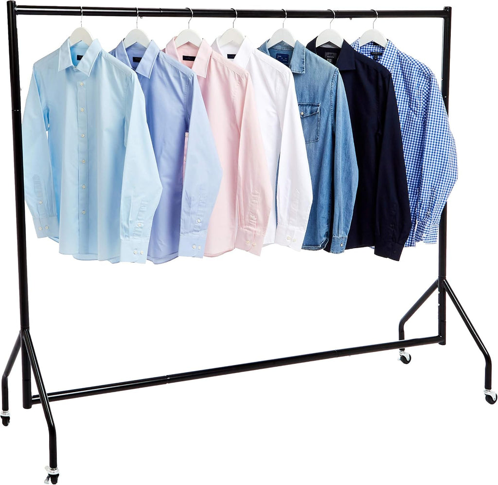Heavy Duty Portable Rolling Garment Rack, Hanging Clothes Organizer Rail for Display and Storage, Easy to Assemble
