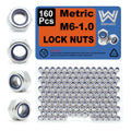 M6-1.0 Nylon Insert Lock Nuts 160 Pack, 304 Stainless Steel Hardware Nuts