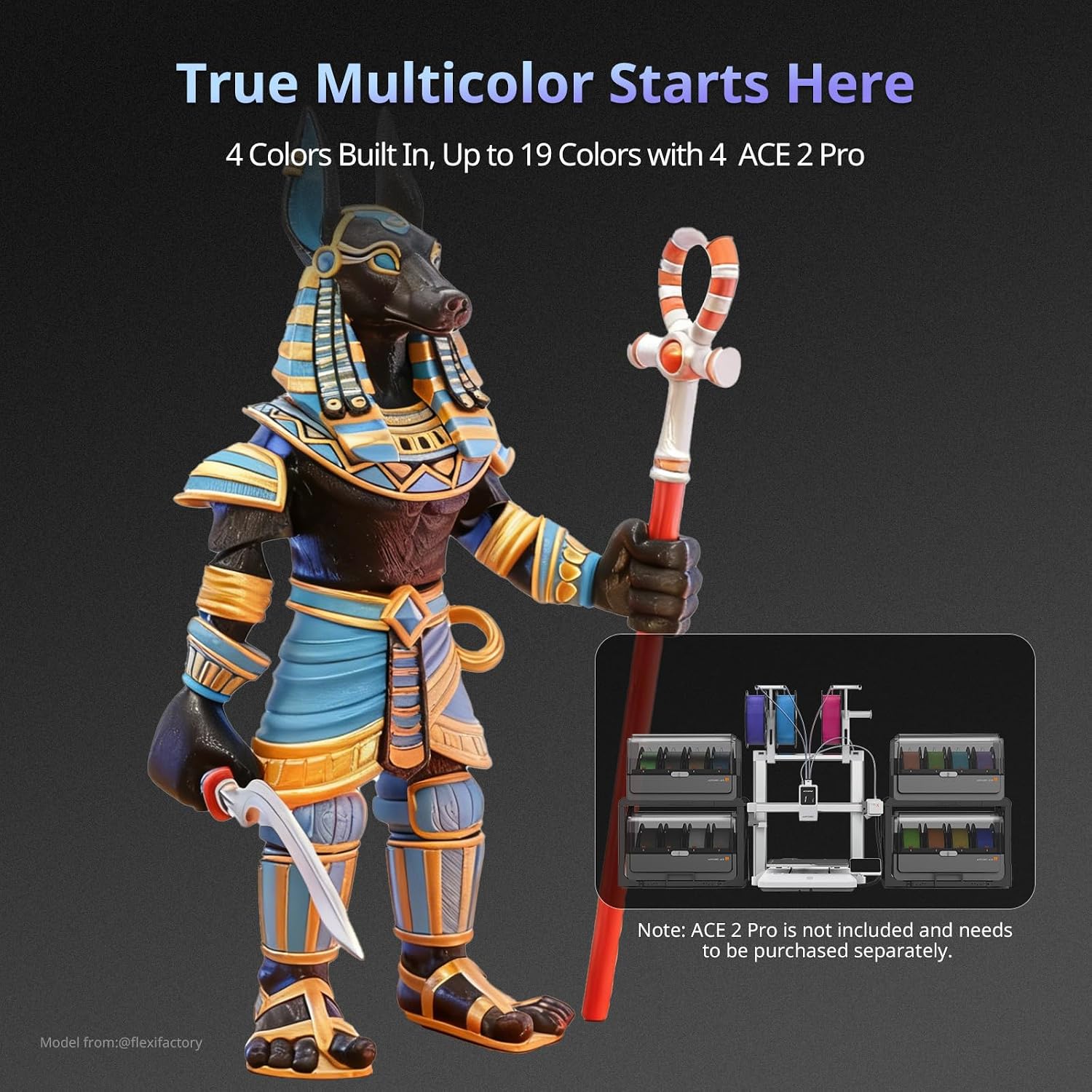 Kobra X Fast 3D Printer, Native 4-Color, High Speed, Auto Leveling | 19-Color Maximum with 4 ACE 2 Pro, Large Build