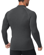 Men's Compression Shirts Long Sleeve Mock Turtleneck Undershirts Quick Dry Athletic Workout Running Base Layer Gray
