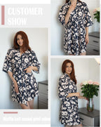 Robes for Women Lightweight Waffle Bath Robe Floral Loungewear