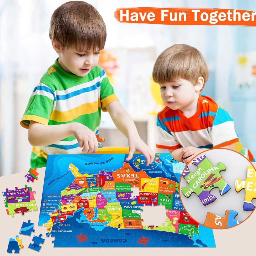 Puzzles for Kids Ages 6-8 8-10 10-12 Year Old - 200 Piece Jigsaw Puzzles for Kids Aged 6 to 12 - United States Puzzle