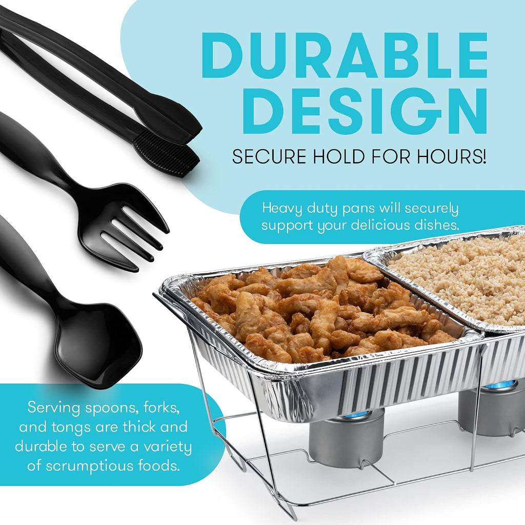 Disposable Chafing Dish Buffet Set, Food Warmers for Parties, 33 Pieces Catering Supplies - Buffet Servers and