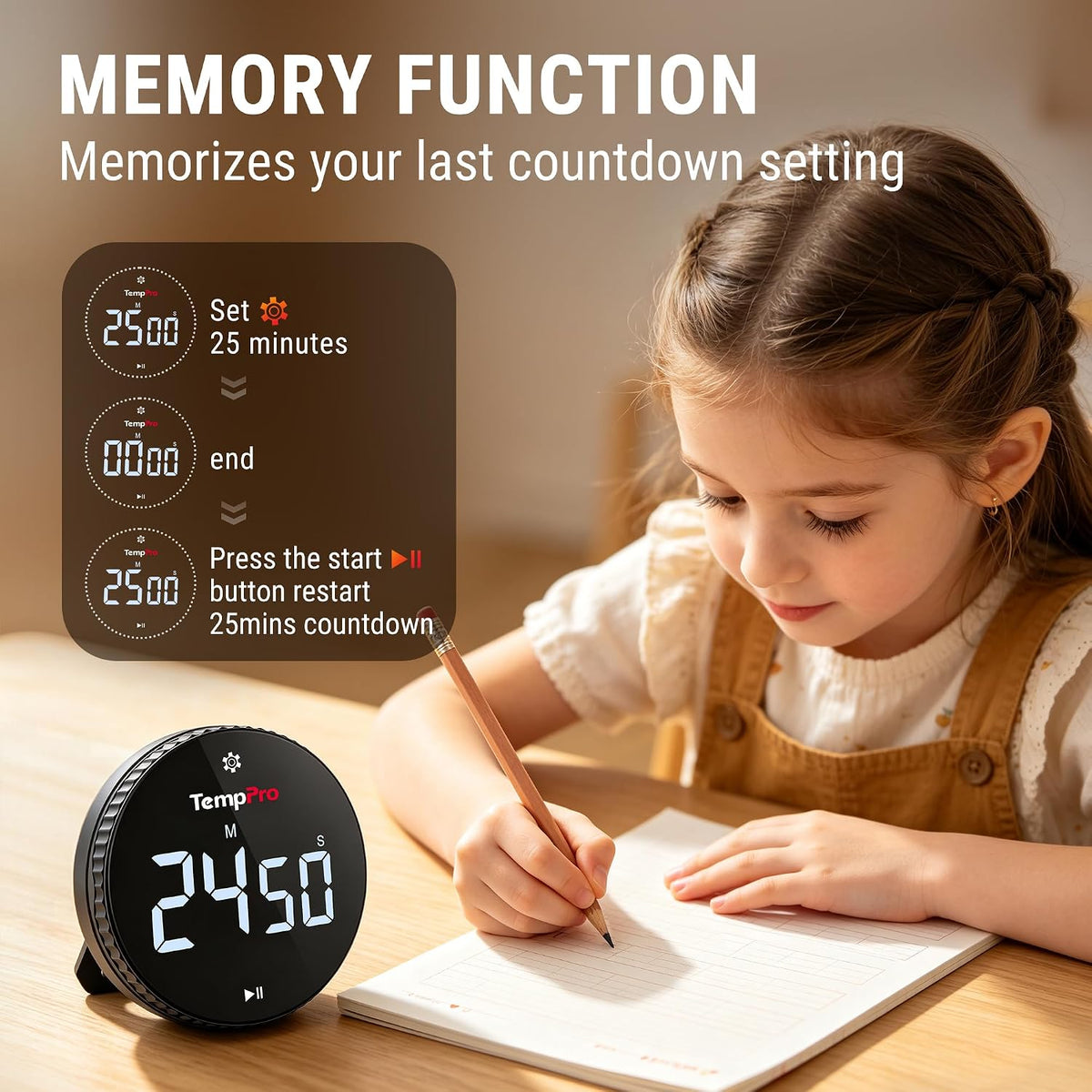 Magnetic Kitchen Timers for Cooking, Digital Timer for Kids Teacher
