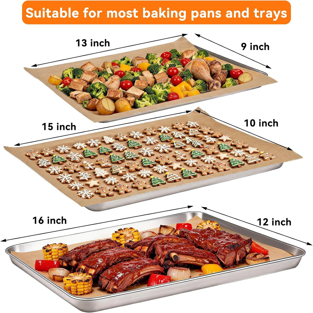 400PCS Parchment Paper Baking Sheets, 12"x16" Unbleached Precut Half Parchment Paper for Baking, Non-Stick Baking