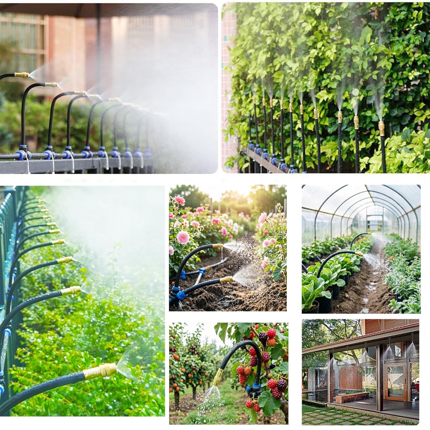50ft Drip Irrigation System with 18pcs 360° Adjustable Misting Sprinkler Kit, Garden Watering System for Raised Bed