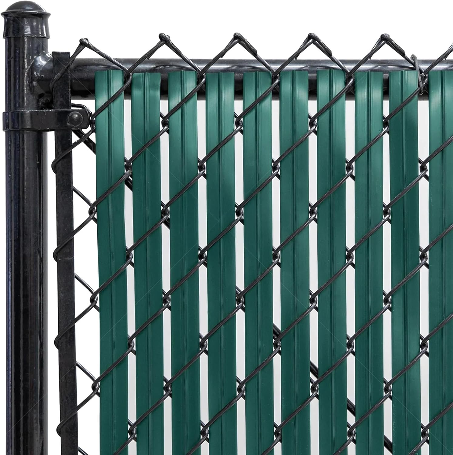 Privacy Fence Slats, Chain-Link Bottom Lock, Green, 6ftx10ft