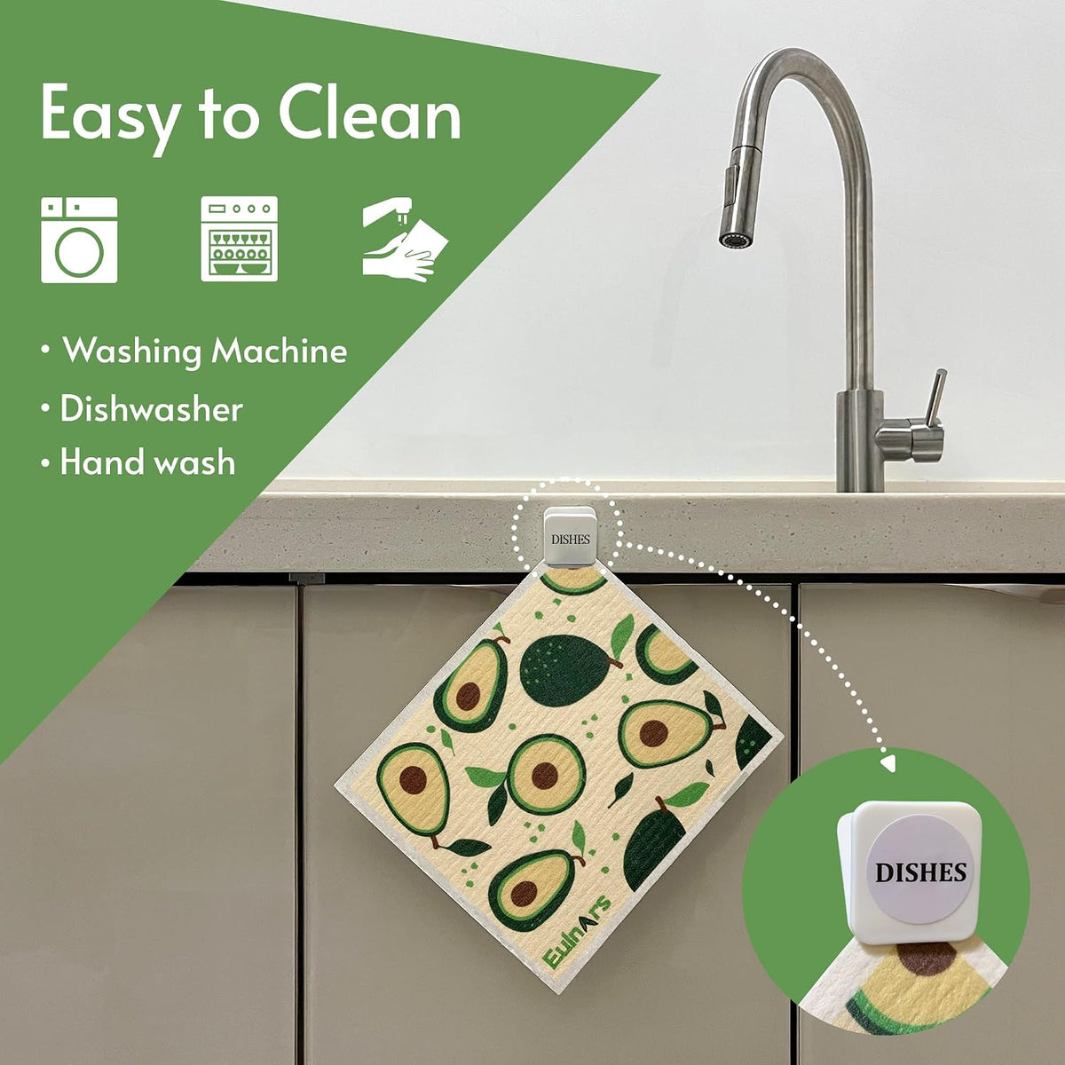 Swedish Dishcloths for Kitchen, 8 Pack Reusable Paper Towels with Clips, Non-Scratch Swedish Kitchen Towels, Super