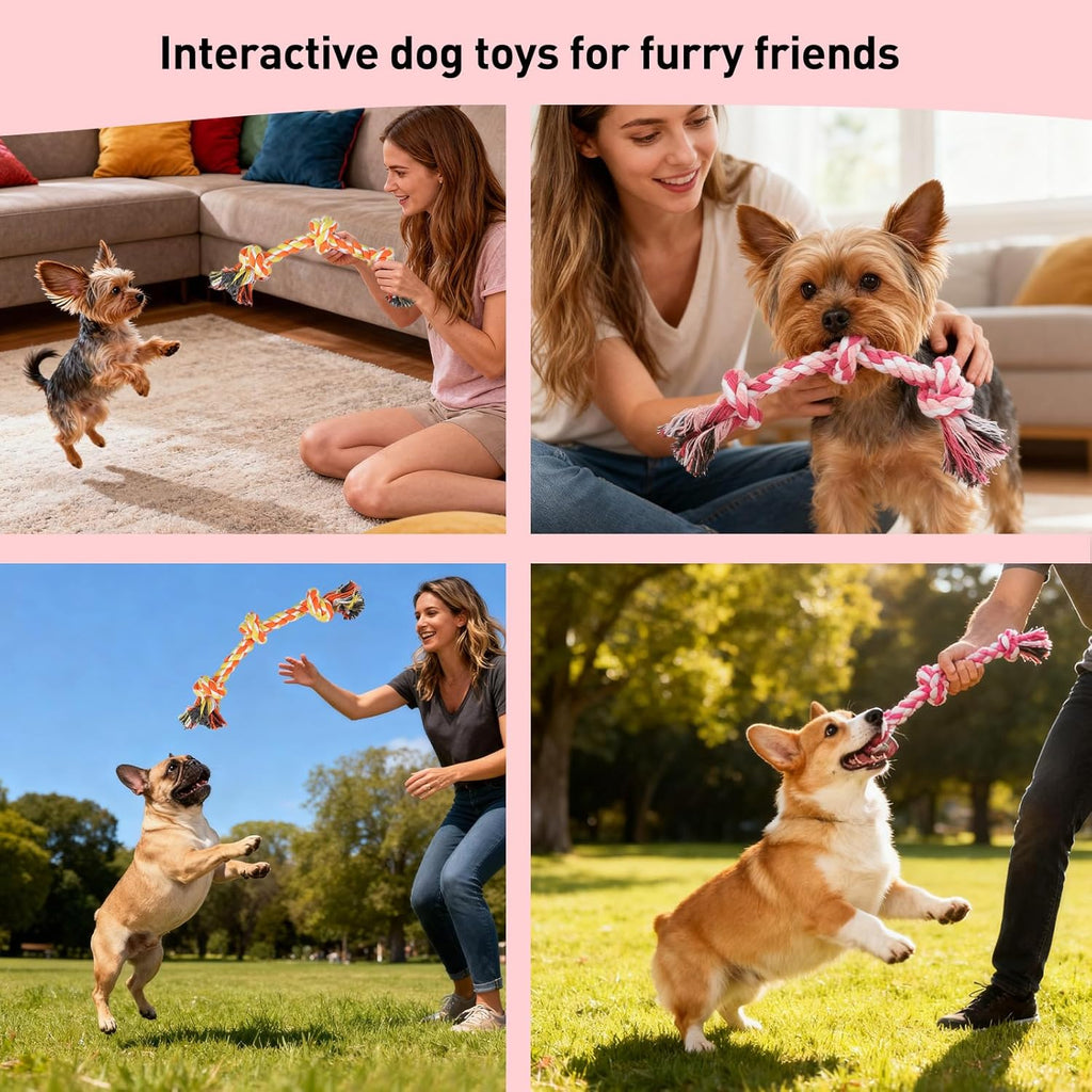 Dog Rope Toy 2 Pack, Rope Toys for Dogs, Chew Ropes for Small Breeds Puppies, Pull Toy for Tug of War, Energy