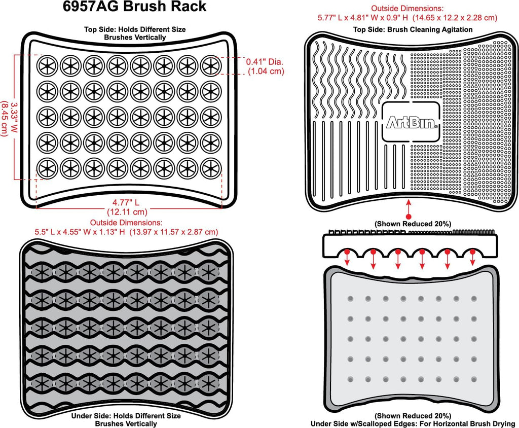 Brush Drying Rack and Organizer Set, 2-Piece Kit, Black