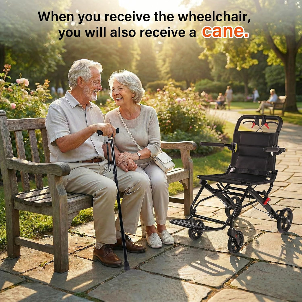 Upgraded 18.1" Wide Seat Lightweight Transport Wheelchair for Adults & Seniors, Foldable Travel Wheelchair, Narrow