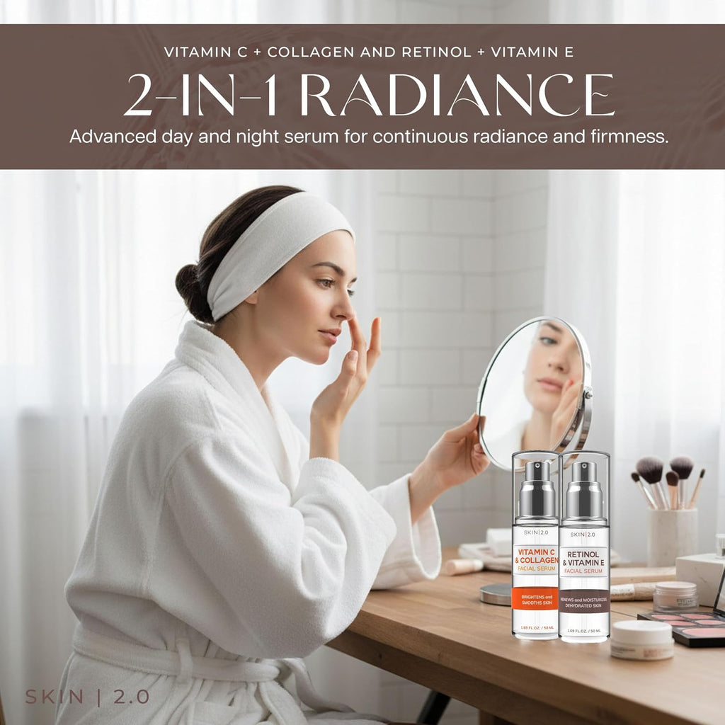 Retinol & Vitamin E + Collagen & Vitamin C Serum For Face – Dermatologist Tested, Anti Aging, Korean Skin Care –