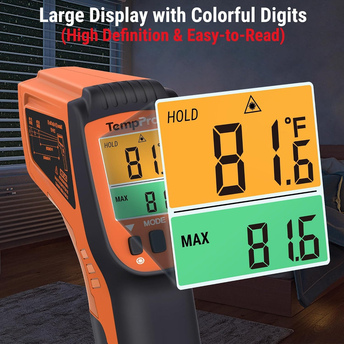TempScan Infrared Thermometer Gun with 2 Laser for Pizza Oven Grill