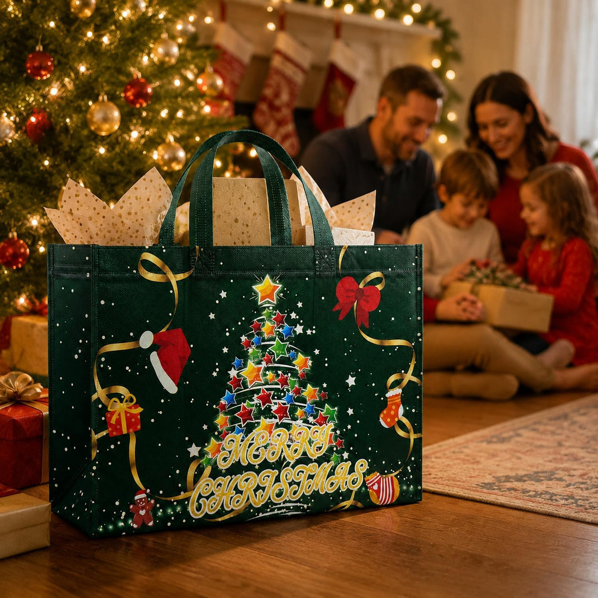 8 Pack Large Christmas Gift Bags Bulk Reusable Holiday Bags