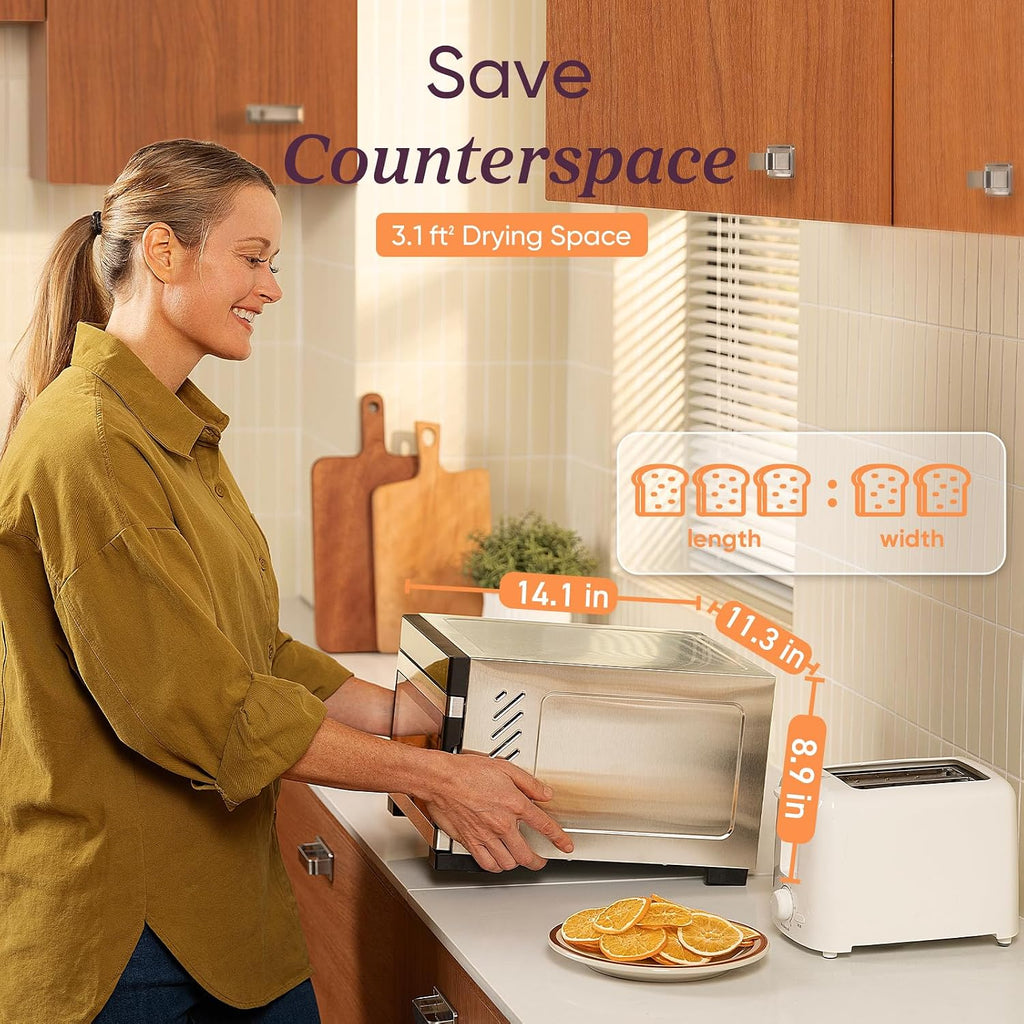 Food Dehydrator, 5 Stainless Steel Trays, 3.1 ft² Drying Space