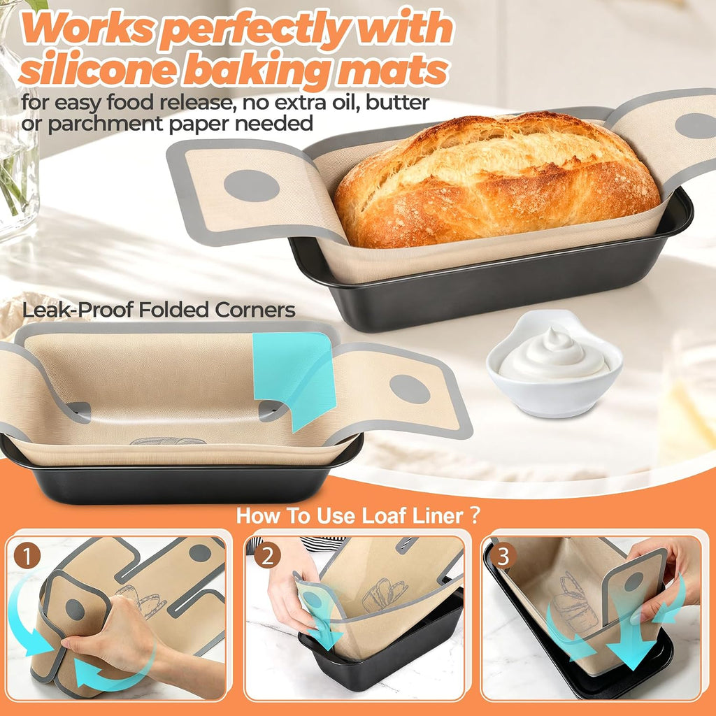 4 PCS Bread Loaf Pan with Liner Bread Pans for Homemade Bread