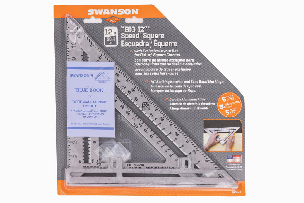 Swanson Tool Co S0107 "Big 12" 12-Inch Speed Square Layout Tool with Blue Book