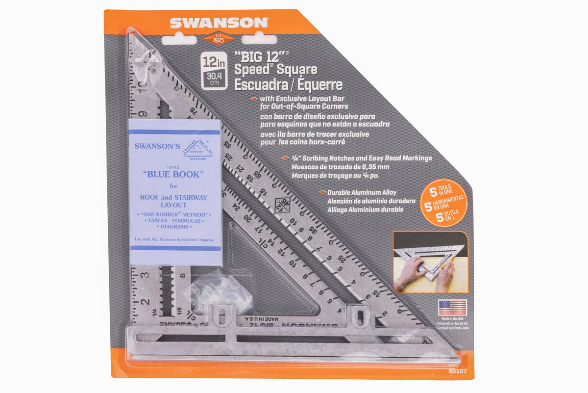 Swanson Tool Co S0107 "Big 12" 12-Inch Speed Square Layout Tool with Blue Book