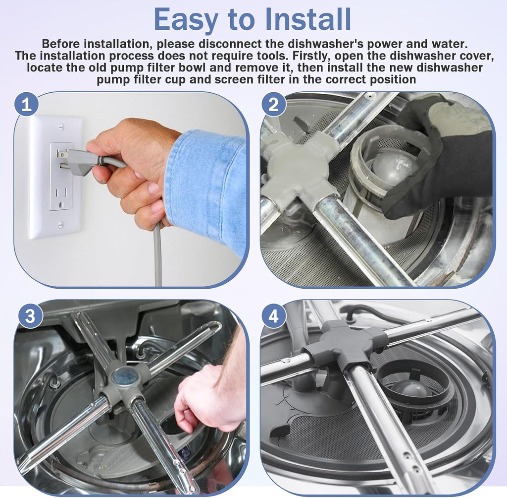 W10872845 Dishwasher Pump Filter Cup WPW10463906 Screen Filter