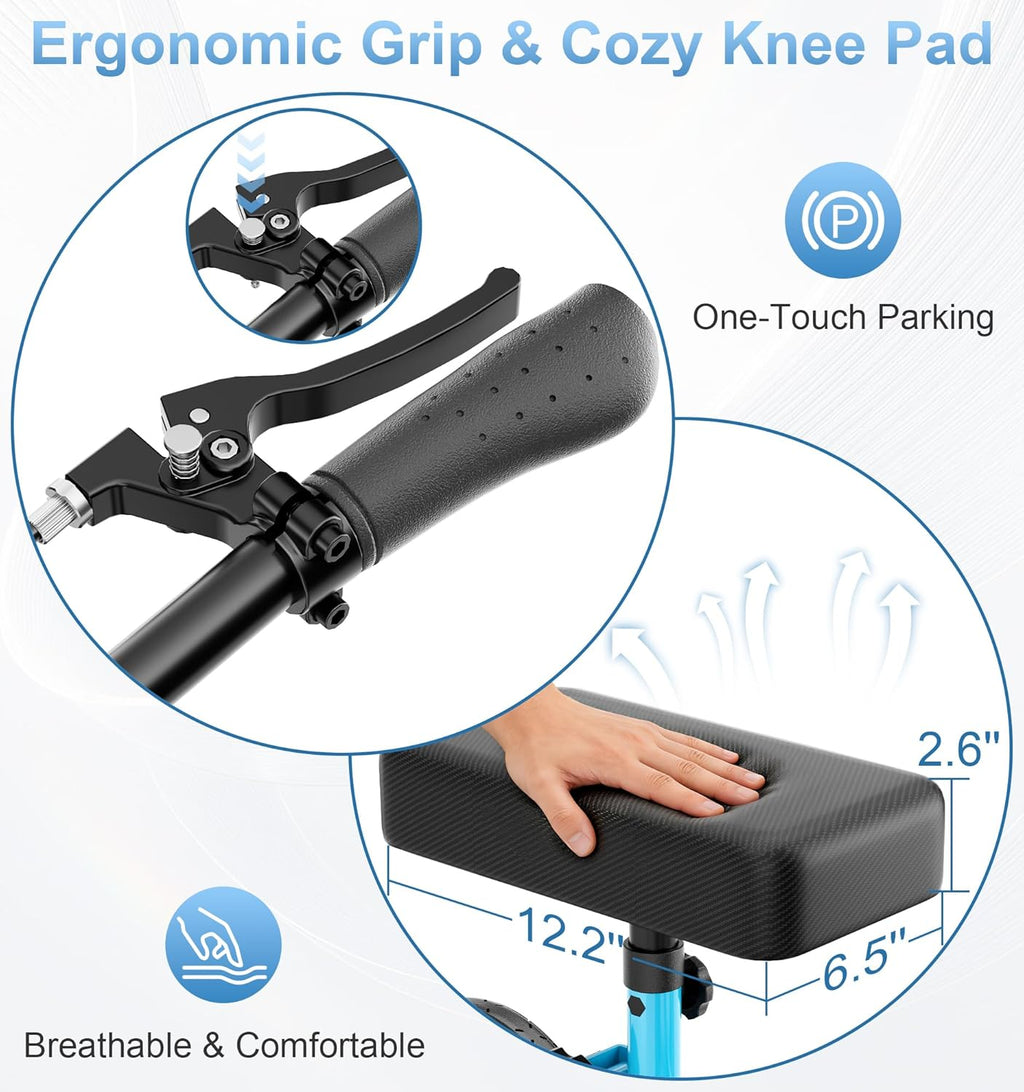 Knee Scooter Walker for Adults for Foot Injuries, 8'' Rubber Wheel