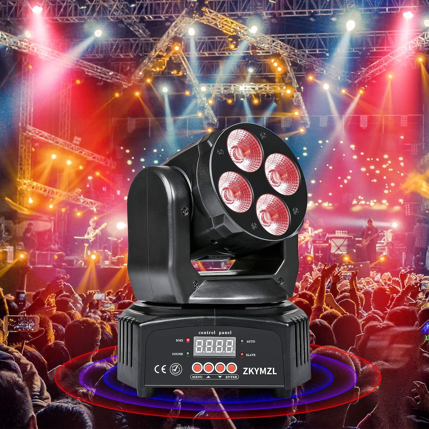 RGBWA/UV 6 in 1 LED Stage Lighting Mini 50W Wash Rotating Light Moving Head dj Lights with DMX512 for Parties Disco
