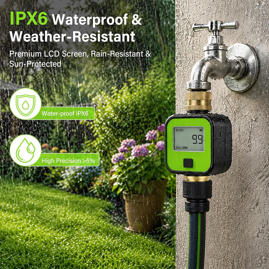 MIXC Water Flow Meter, Pure Brass Inlet & Outlet, 1 Pack