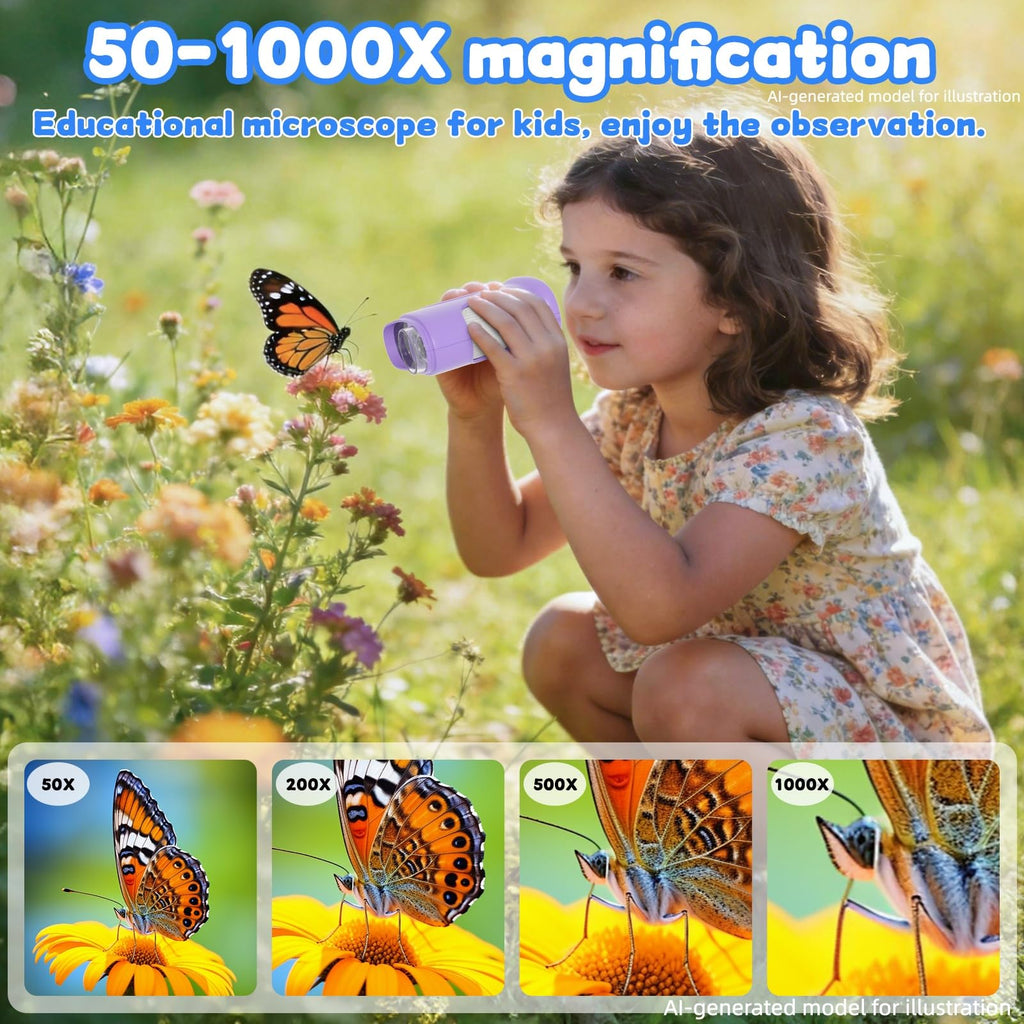 1000X Handheld Digital Microscope for Kids, STEM Educational Toy