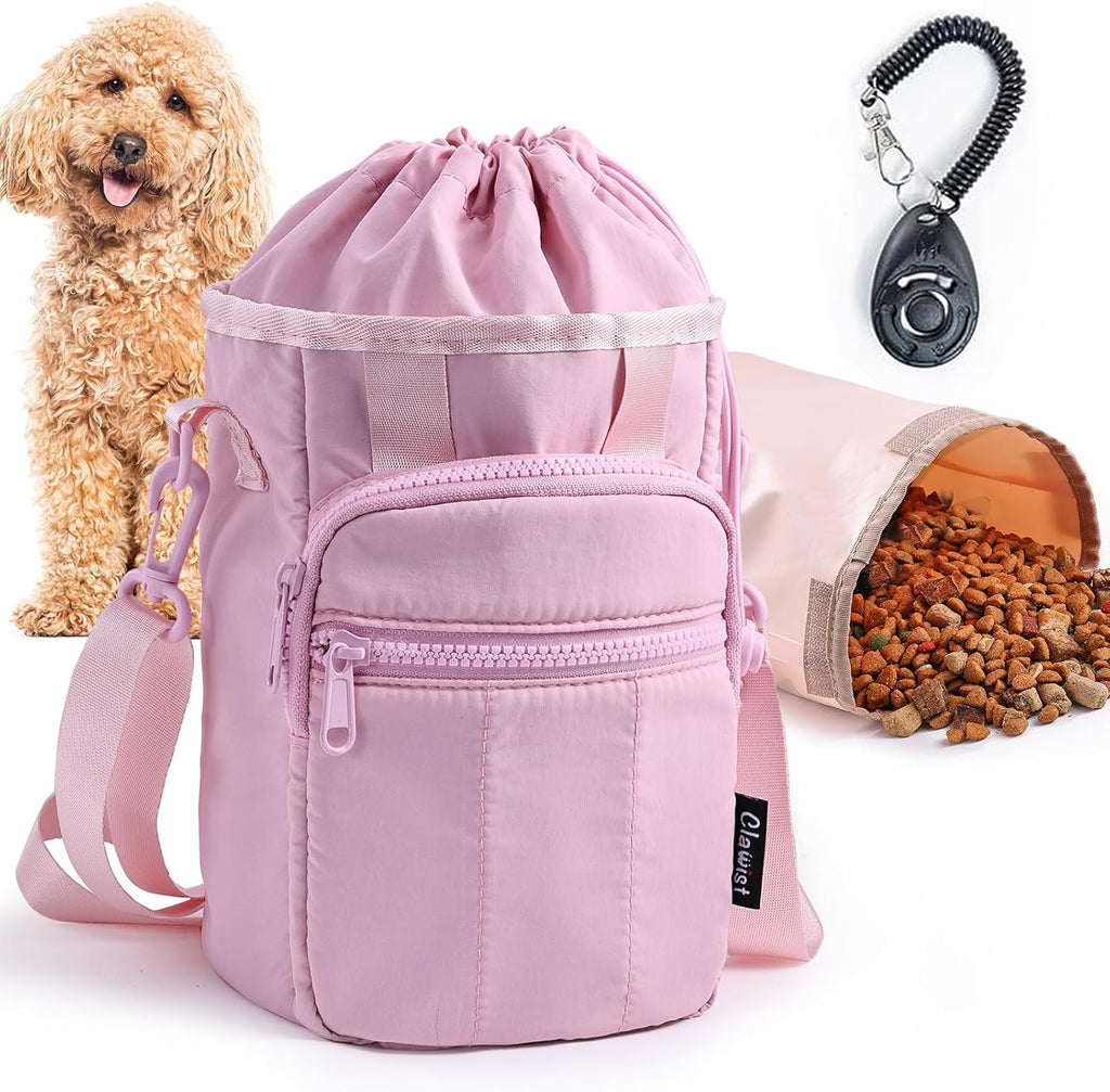 Stylish Dog Training Treat Pouch with Waist & Shoulder Strap, Dog Treat Bag for Walking and Training, Removable