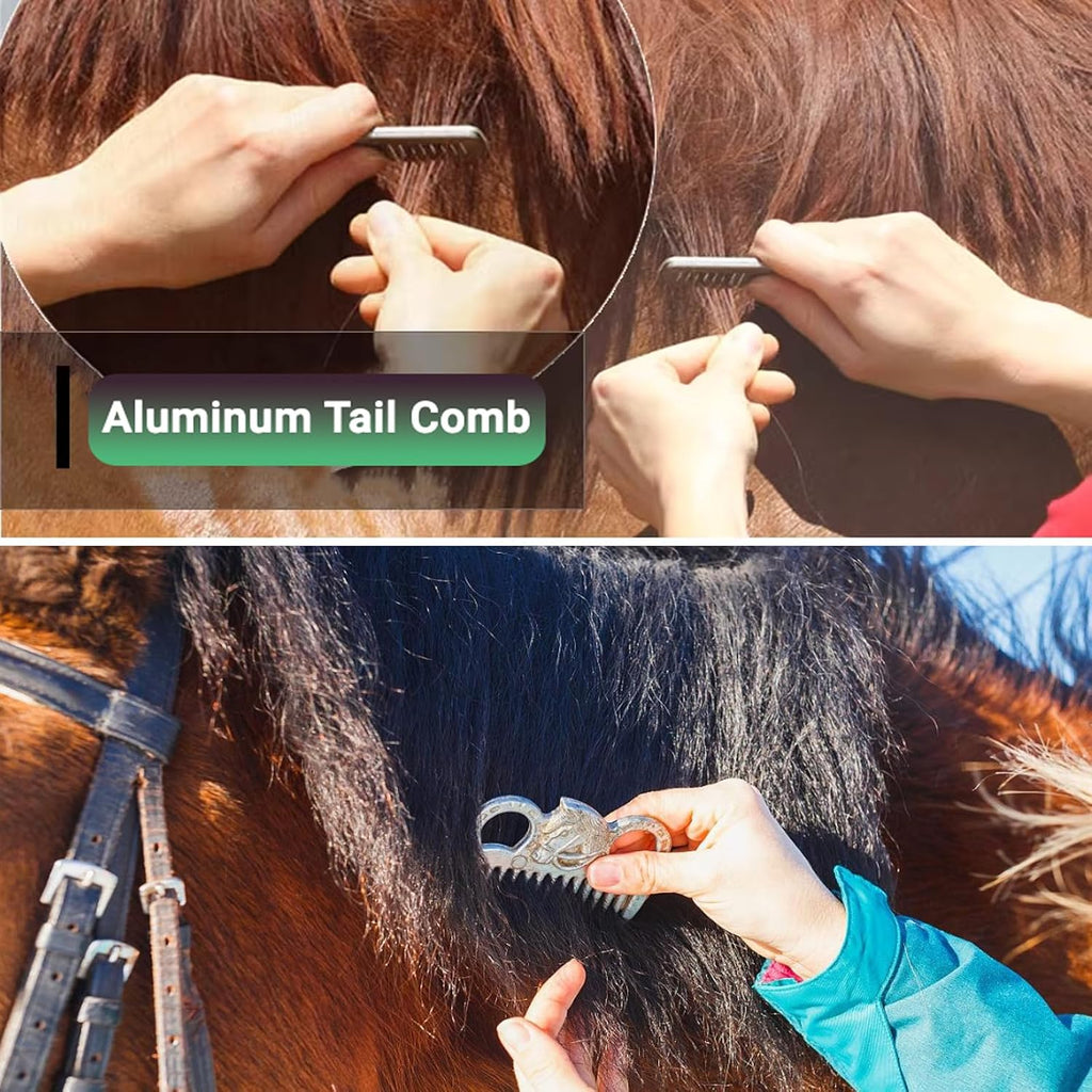 Horse Grooming Kit 13 Piece, Horse Brushes for Grooming Supplies Set with Organizer Bag, Horse Brush & Curry Comb for