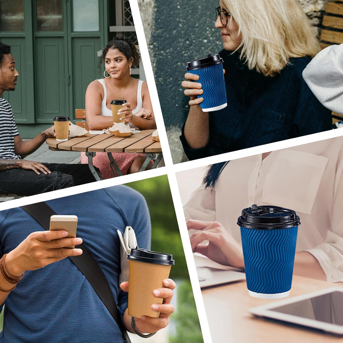 150 Pack Disposable Coffee Cup Lids for 10, 12, 16, 24 oz Paper Cups