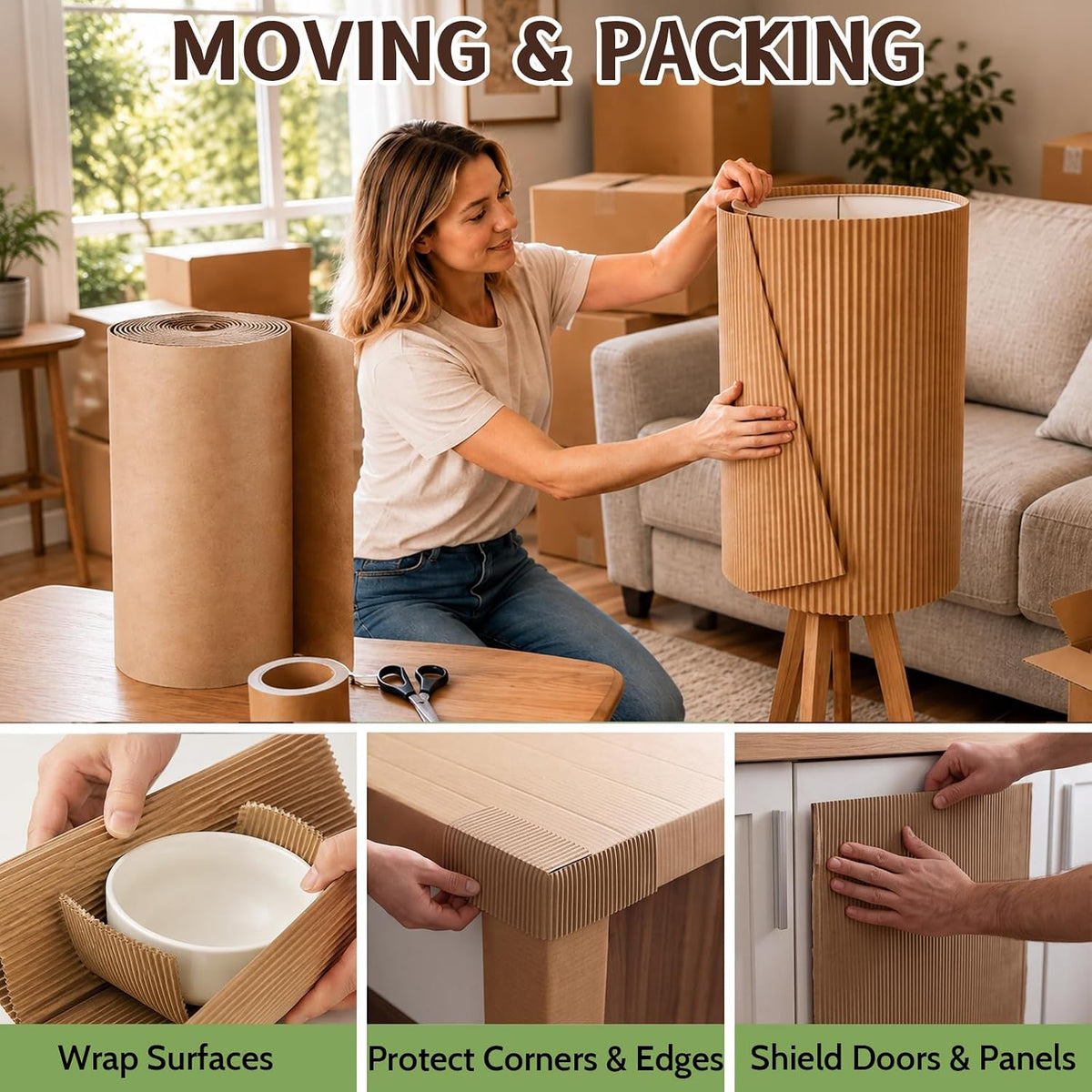 2 Roll Corrugated Cardboard 12x 250'' Brown B Flute Corrugated Sheet
