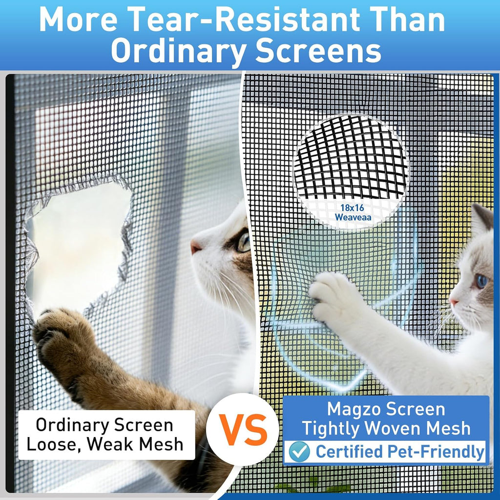 Heavy-Duty Window Screen Mesh, Screen Replacement for Windows & Doors, 48"W x 99"L